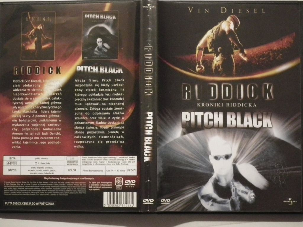 PITCH BLACK / KRONIKI RIDICKA DVD +gratis ROBOCOP 