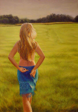 obraz  "dziewczyna na łące" 100 x 70 cm