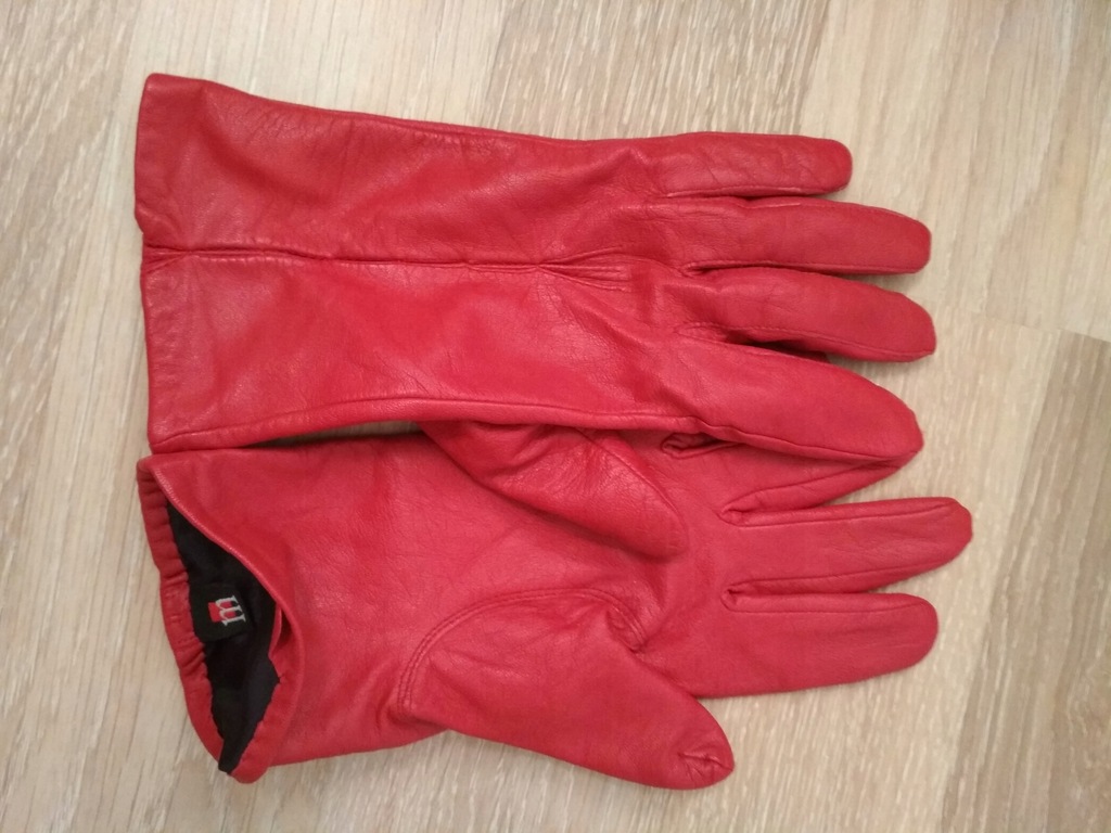 czerwone skórzane rękawiczki Monnari NOWE-bez metk