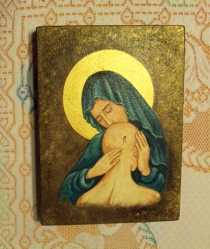 Matka Boża Katyńska- ikona ręczn. PISANA, ORYGINAŁ