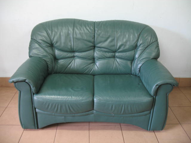 SOFA SKÓRZANA KANAPA WYPOCZYNEK SKÓRA ZIELONA