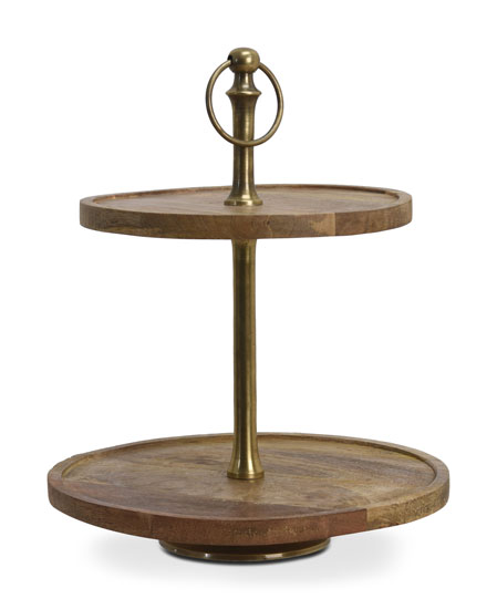 Retro Patera drewniana 2 poziomy Wysoka Elegancka
