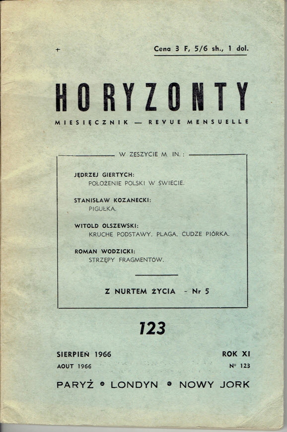 HORYZONTY 1966 Nr 123 GIERTYCH Olszewski Wodzicki