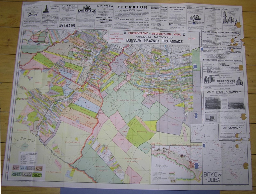 MAPA OBSZARU NAFTOWEGO BORYSŁAW 1927R   (8989)