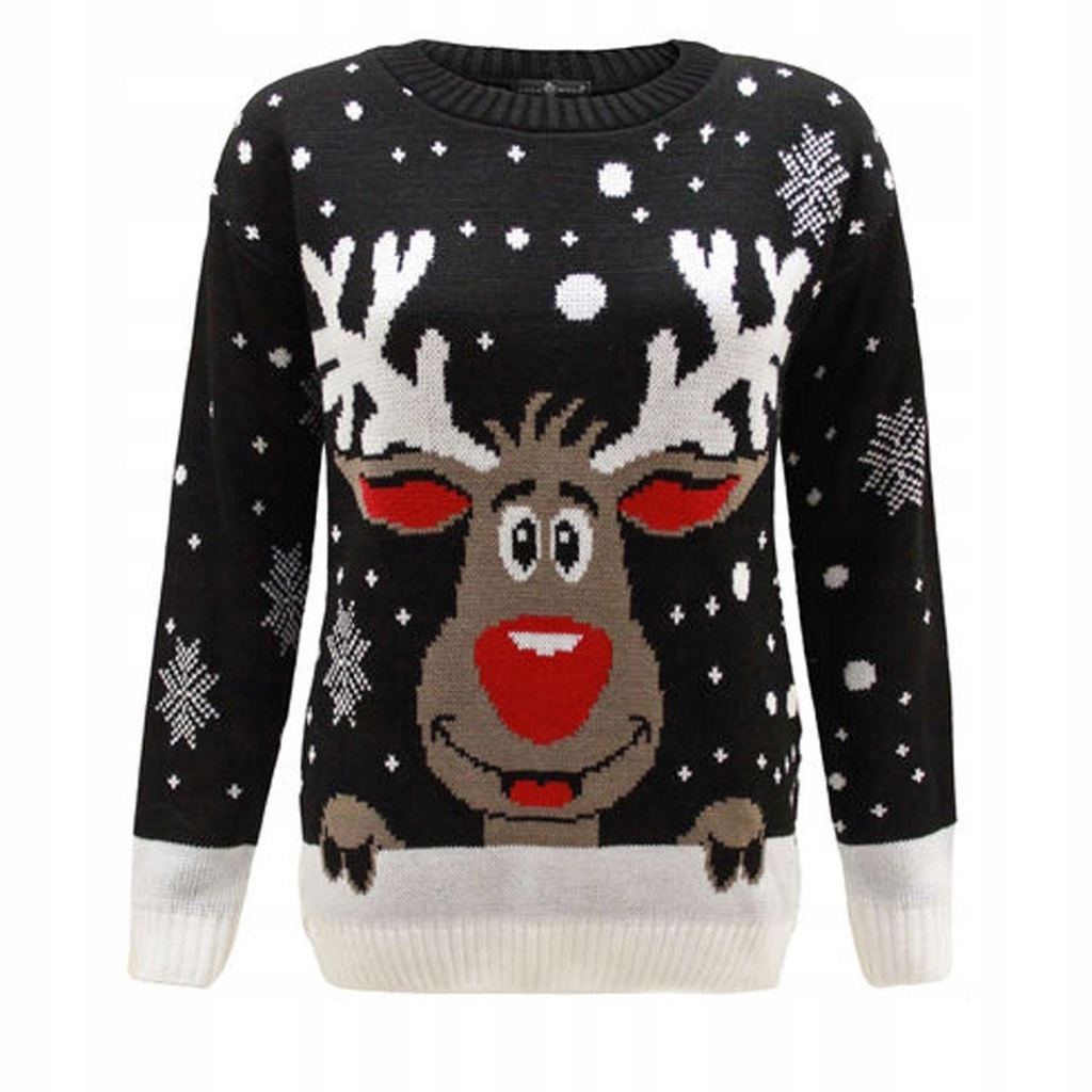 Świąteczny Sweter z Reniferem Czarny rozmiar S/M