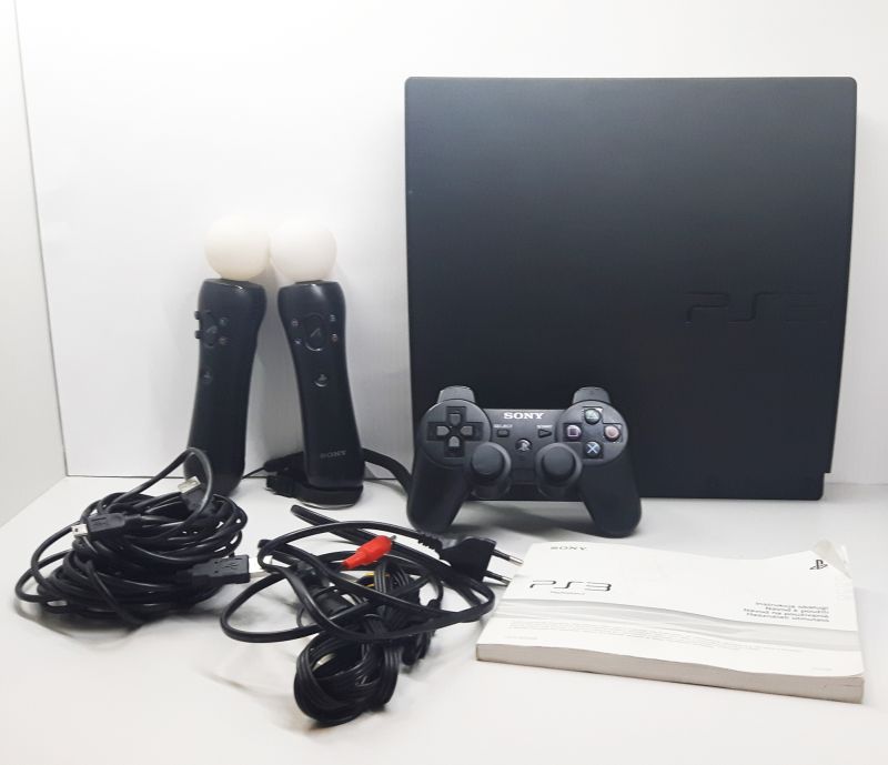 KONSOLA PS3 SLIM + KABLE + PAD + 2X PAD KINECT