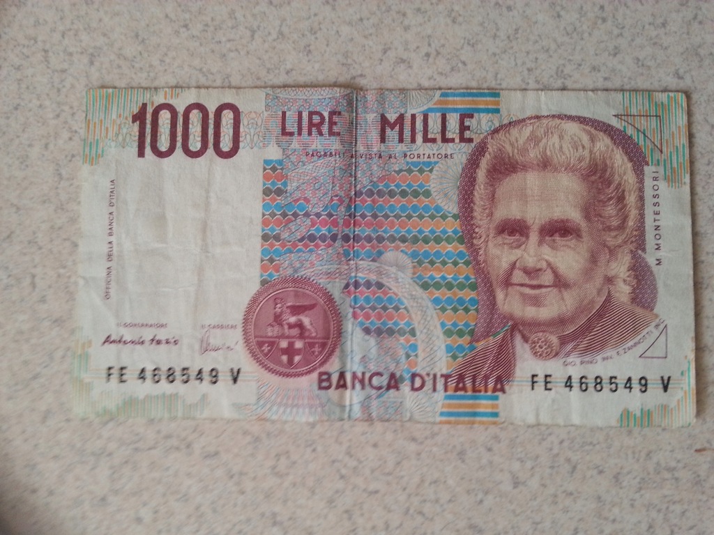 Banknot 1000 lirów Włochy.