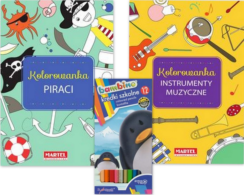 KOLOROWANKI Instrumenty muzyczne + Piraci + KREDKI