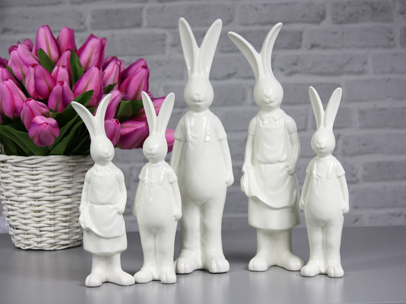 Dekomotyw Zając w ogrodniczkach porcelana 36 cm (Z