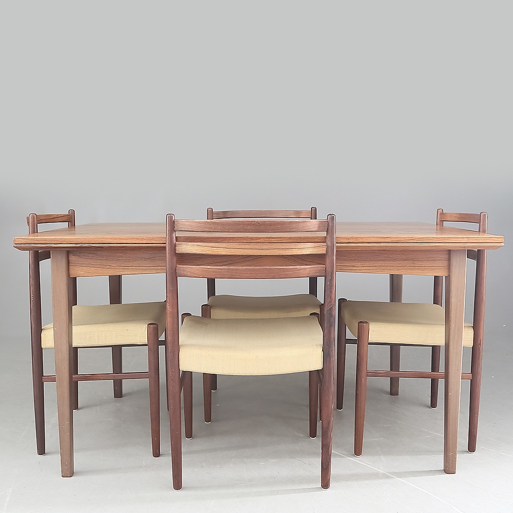WYJĄTKOWY DUŃSKI Stół i cztery krzesła XIXw