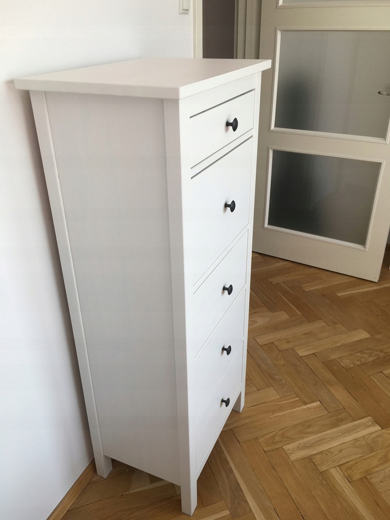 Komoda IKEA HEMNES, biała bejca, 5 szuflad 7527042166 oficjalne