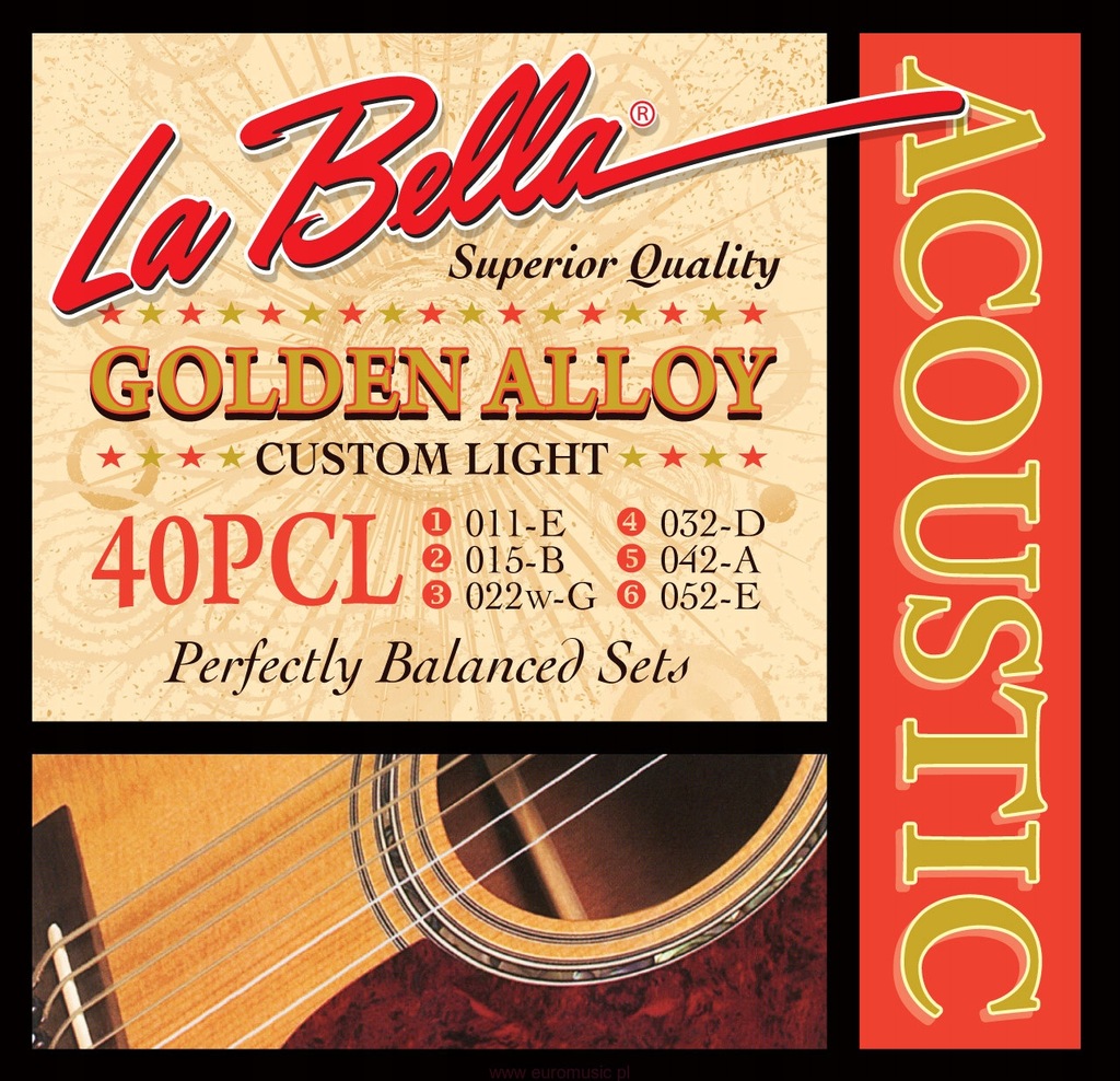 Struny do gitary akustycznej La Bella 11-52 USA