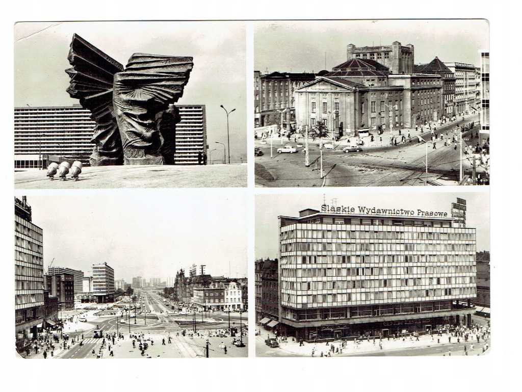 KATOWICE teatr rynek dom prasy pomnik PRL