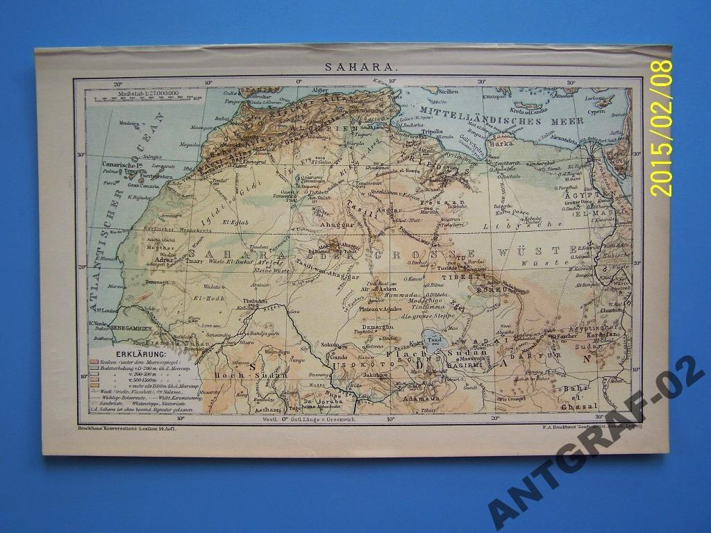 SAHARA AFRYKA stara mapa 1898 r.