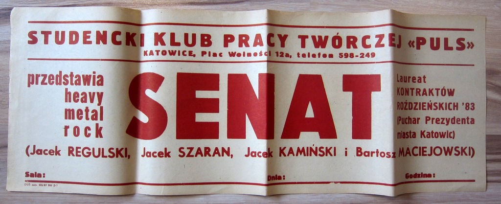 PLAKAT KLUB PULS KATOWICE SENAT DŻEM KONCERT ! ! !