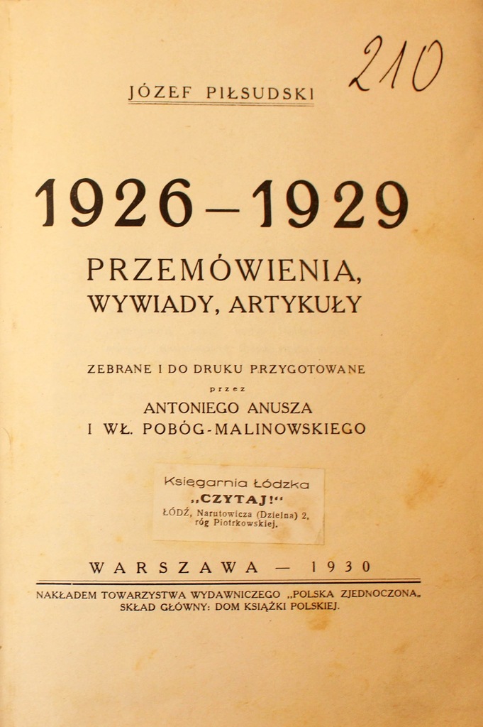 J.Piłsudski - Przemówienia,wywiady 1926r