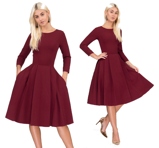 SUKIENKA MIDI BORDO Zakładki 40 Livia Clue BASIC