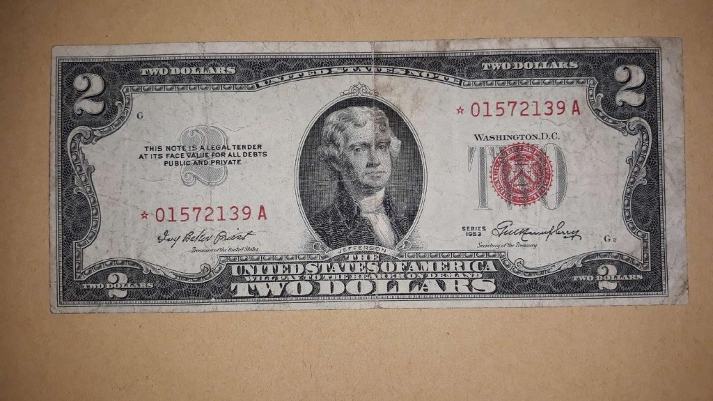 Banknot 2$, 2 dolary, rok 1953.