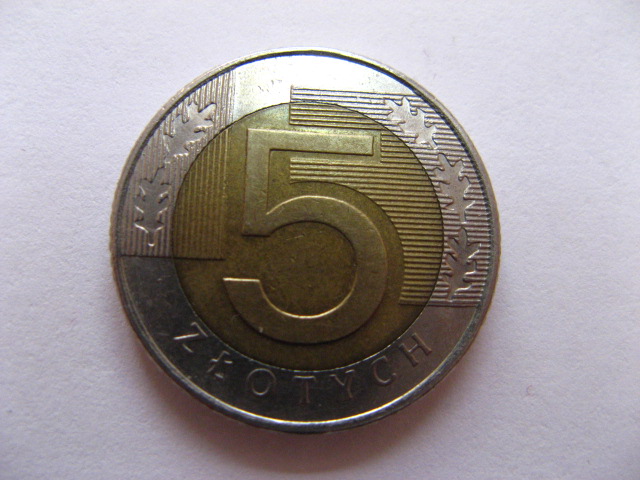 Moneta 5 złotych 1994 skrętka 15 stopni destrukt