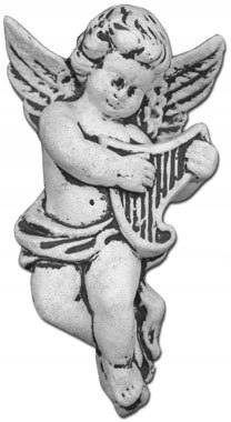 Sztukateria betonowa motyw aniołek z harfą 20cm