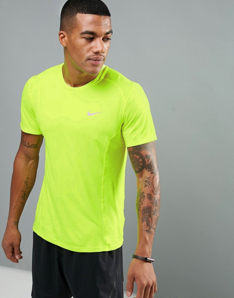 NIKE DRI-FIT Running t-shirt koszulka męska Neon L
