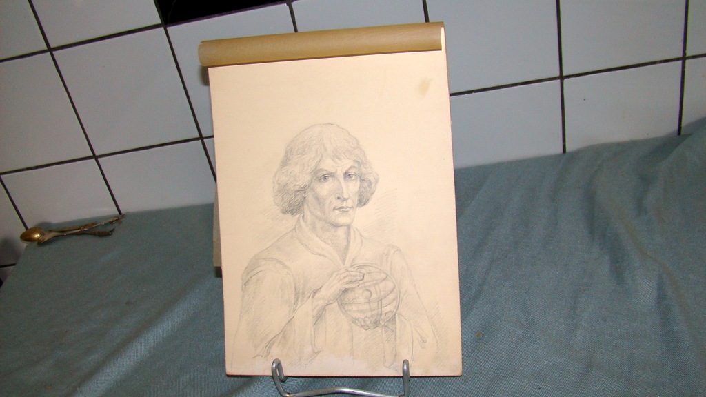 Rysunek Ołówkiem Mikołaj Kopernik Sygnowany Ls 7255618910