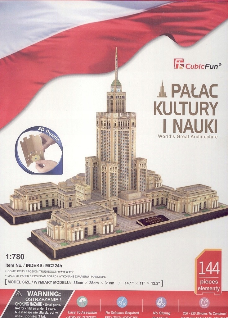 3d Puzzle Palac Kultury i Nauki Cultura Palazzo Varsavia Polonia grandi CUBIC Fun 