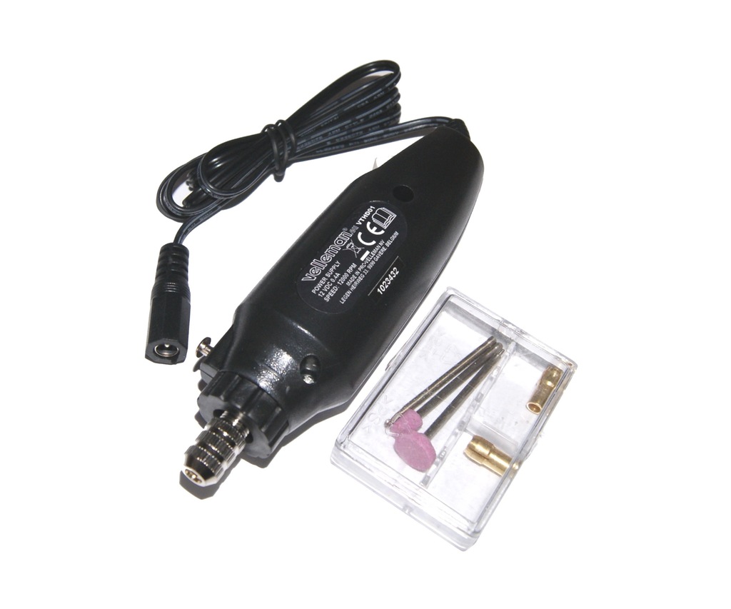 WIERTARKA SZLIFIERKA MINI 12V VELLEMAN + AKCESORIA