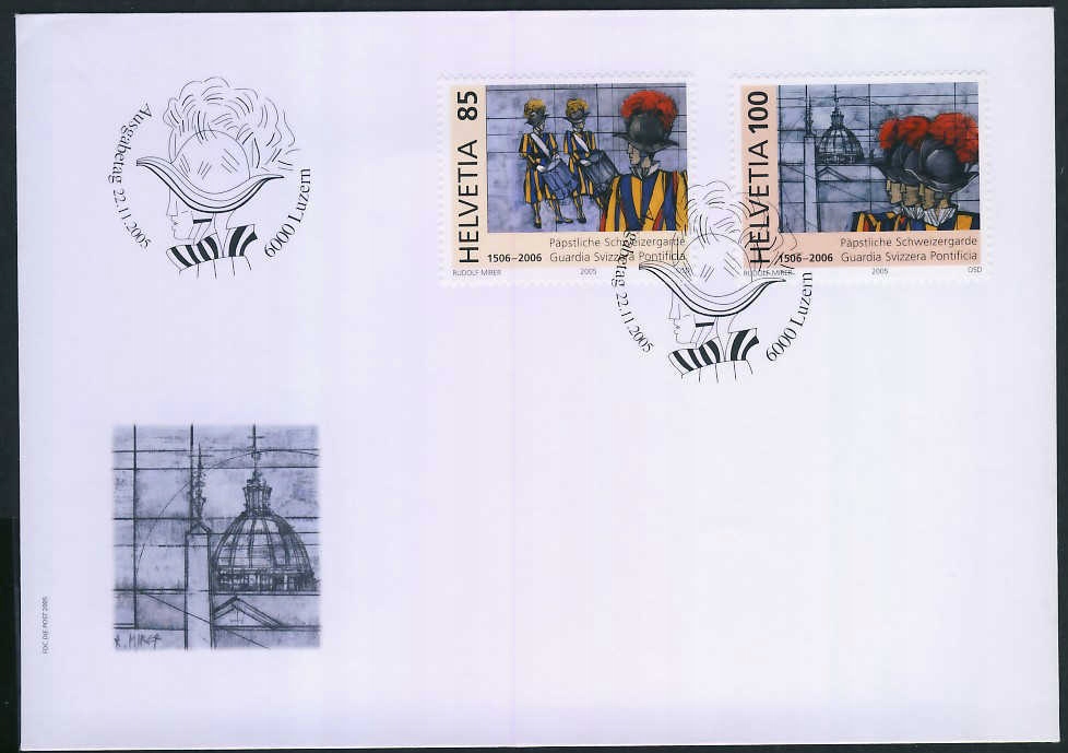 SZWAJCARIA 2005 FDC GWARDIA SZWAJCARSKA WOJSKO