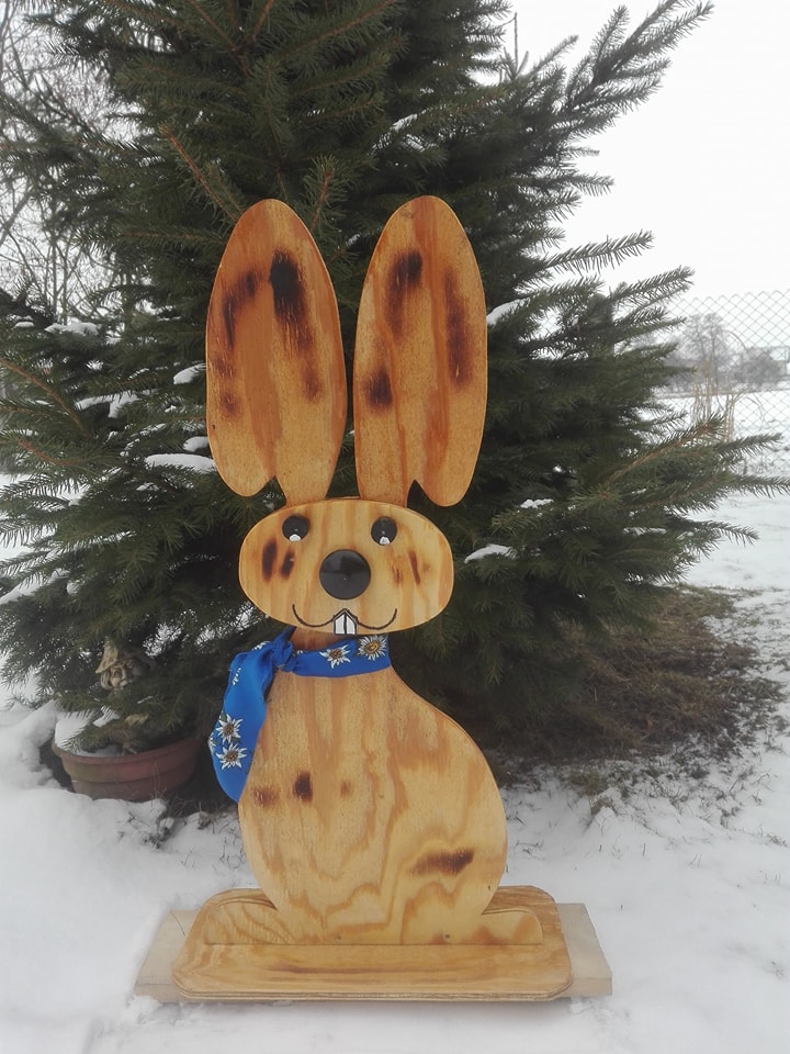 Zając z drewna, ozdoby wielkanocne z drewna