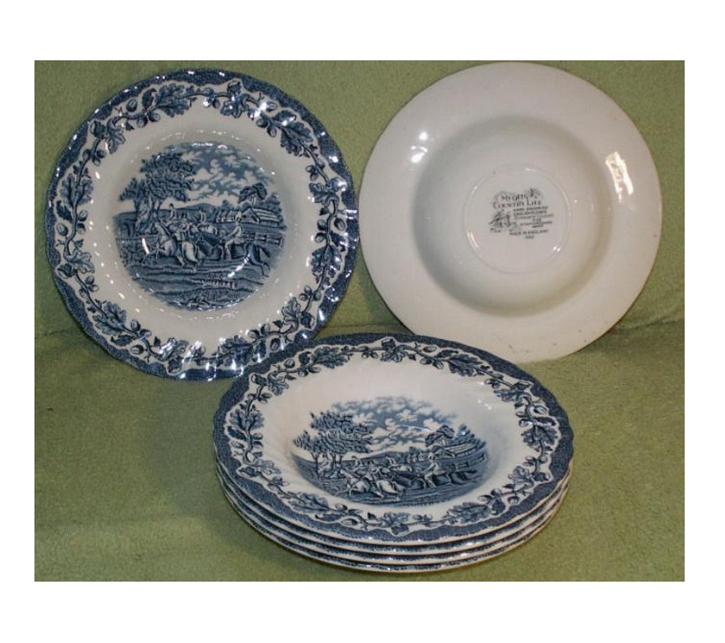 talerze anglia porcelana angielska niebieska x6 +$