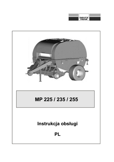 Deutz Fahr MP 225R; 235R...255 OC23- instrukcja PL