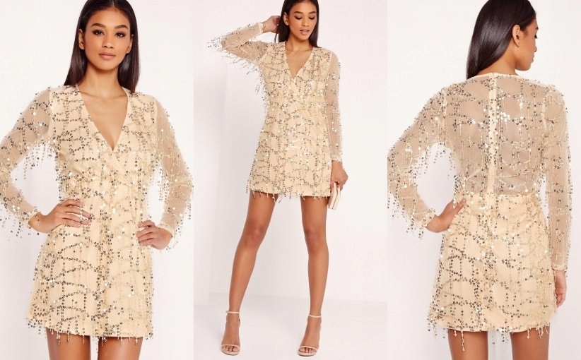 210C01730 MISSGUIDED SUKIENKA Z CEKINAMI 34