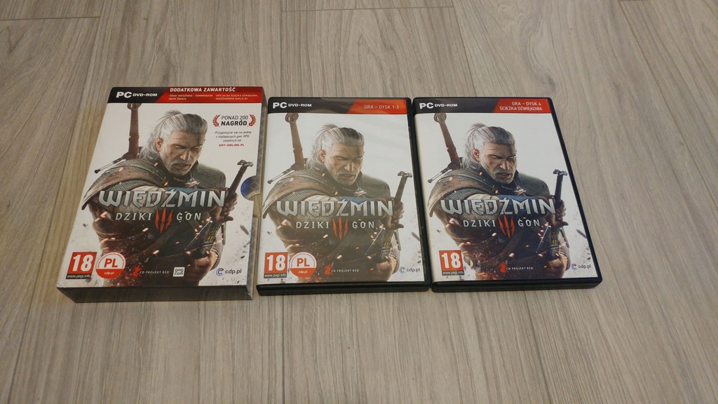 Wiedźmin 3 Dziki Gon PC pudełko mapa dodatki