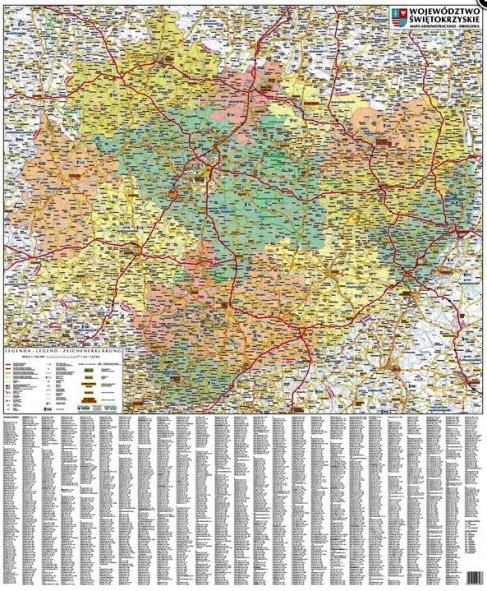 Mapa ścienna Województwa Świętokrzyskiego Duża