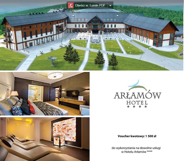 VOUCHER do hotelu Arłamów 1500zł za 1000zł