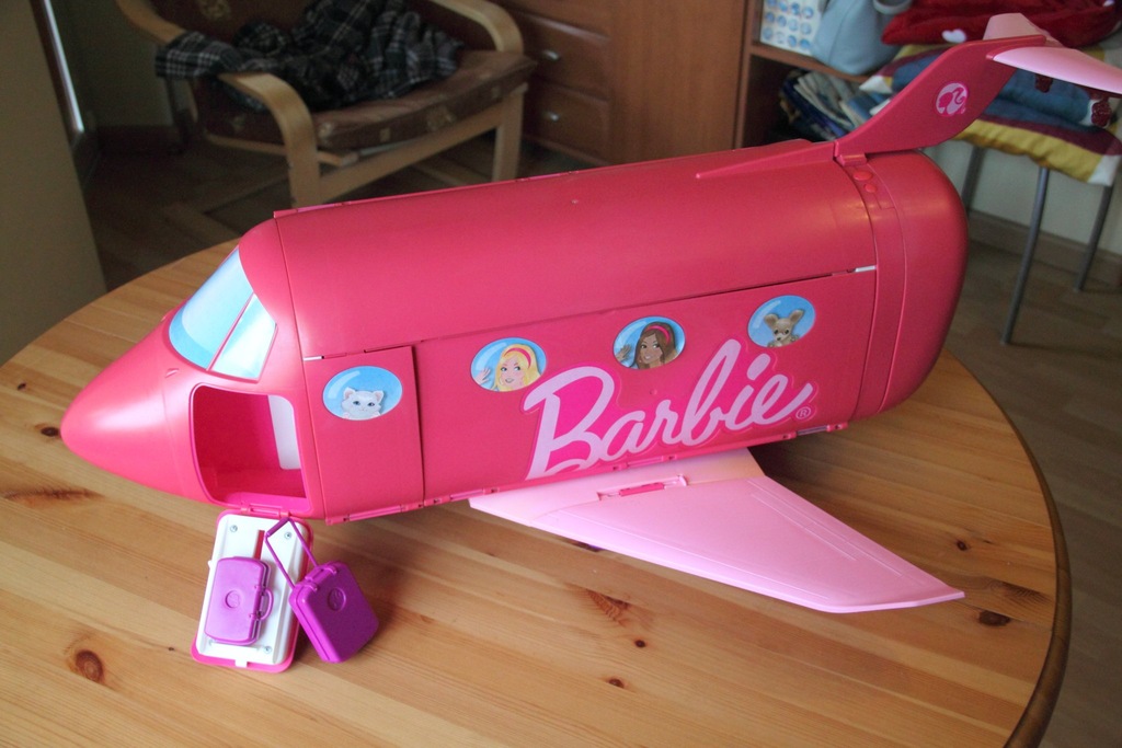 Barbie Duży Samolot z basenem i hamakiem + 2 lalki