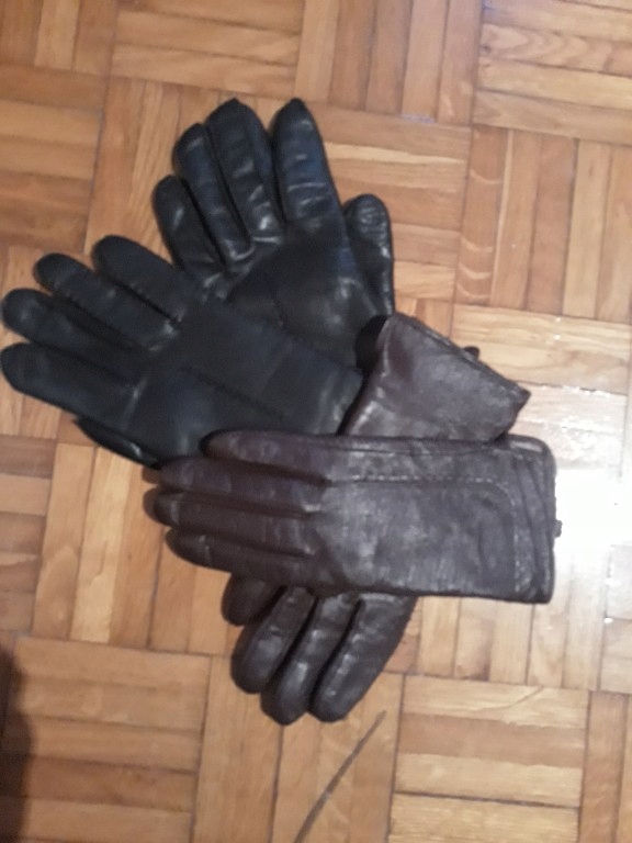 rękawiczki skórzane 2 pary czarne i braz