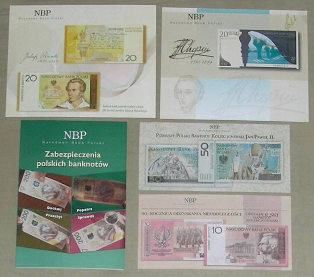 Foldery do banknotów zestaw 10 sztuk język polski
