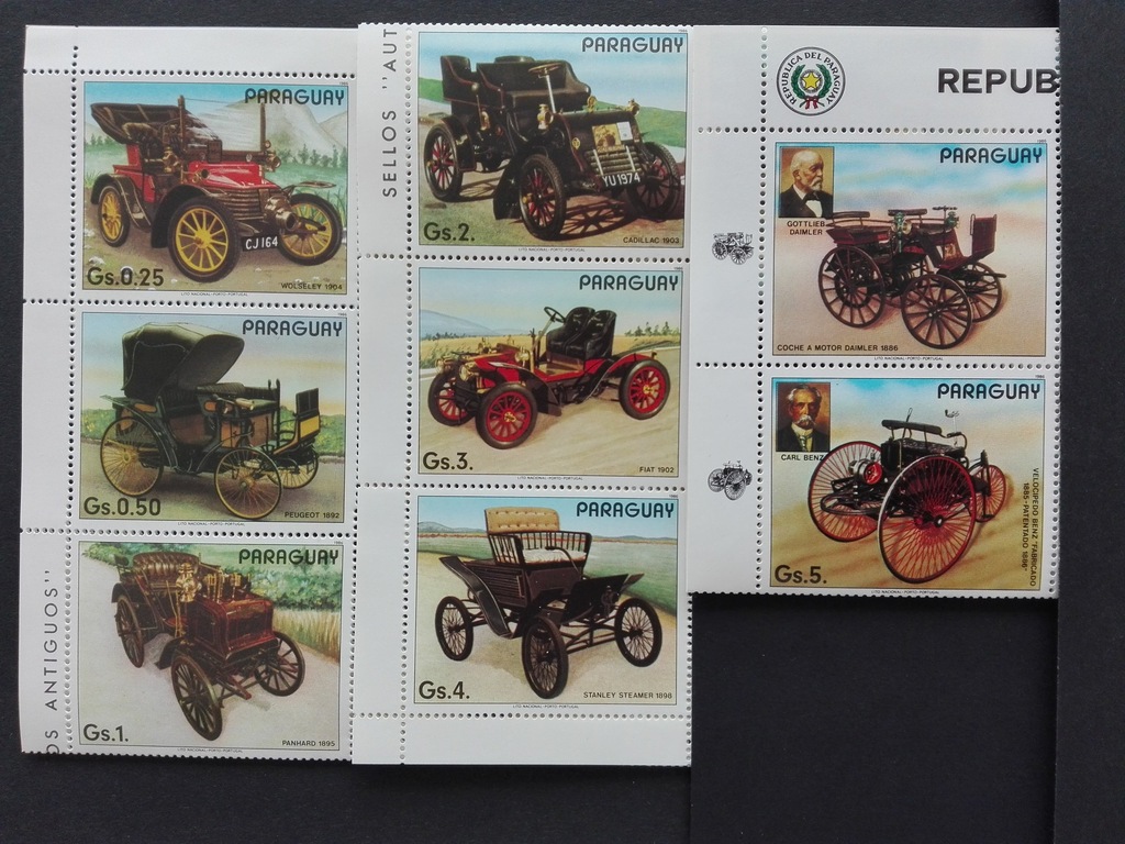 Paraguay 1986** Mi.3965-71. Ancient cars MNH