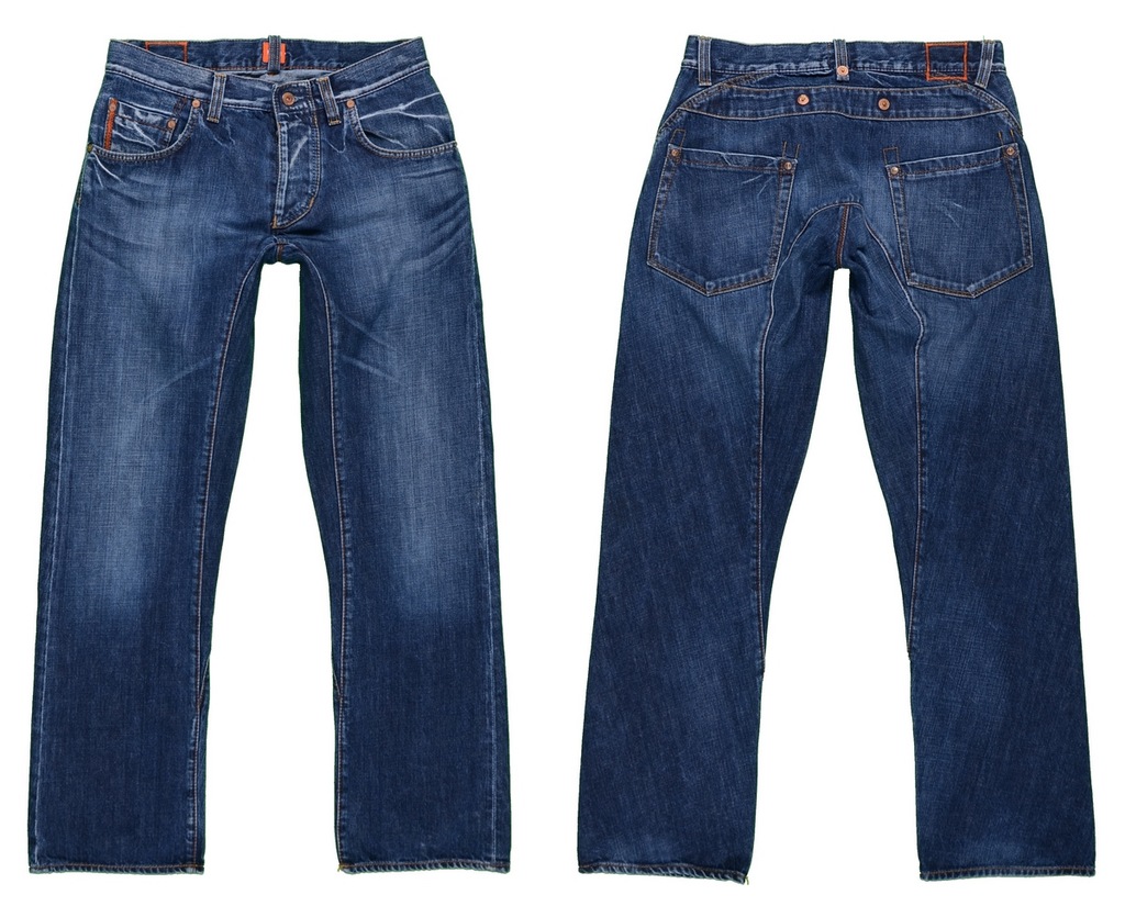 HUGO BOSS jeansy męskie z przetarciami 33/33 [LS]