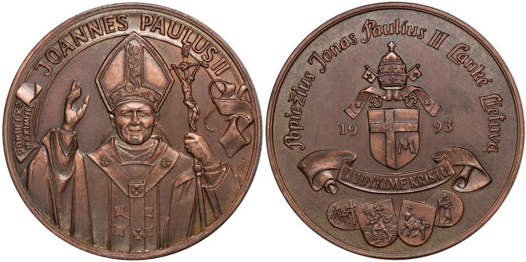 WATYKAN LITWA MEDAL PAPIEŹIUS JONAS PAULIUS II RAR
