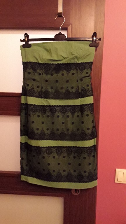 Simple Sukienka zielona, czarna koronka S/34