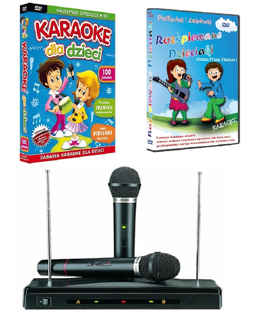 Zestaw karaoke dla dzieci, bezprzewodowe mikrofony 7681176324