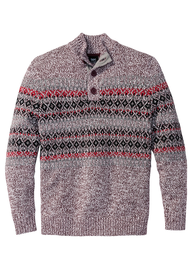 Sweter z plisą guziko czerwony 64/66 (3XL) 944011