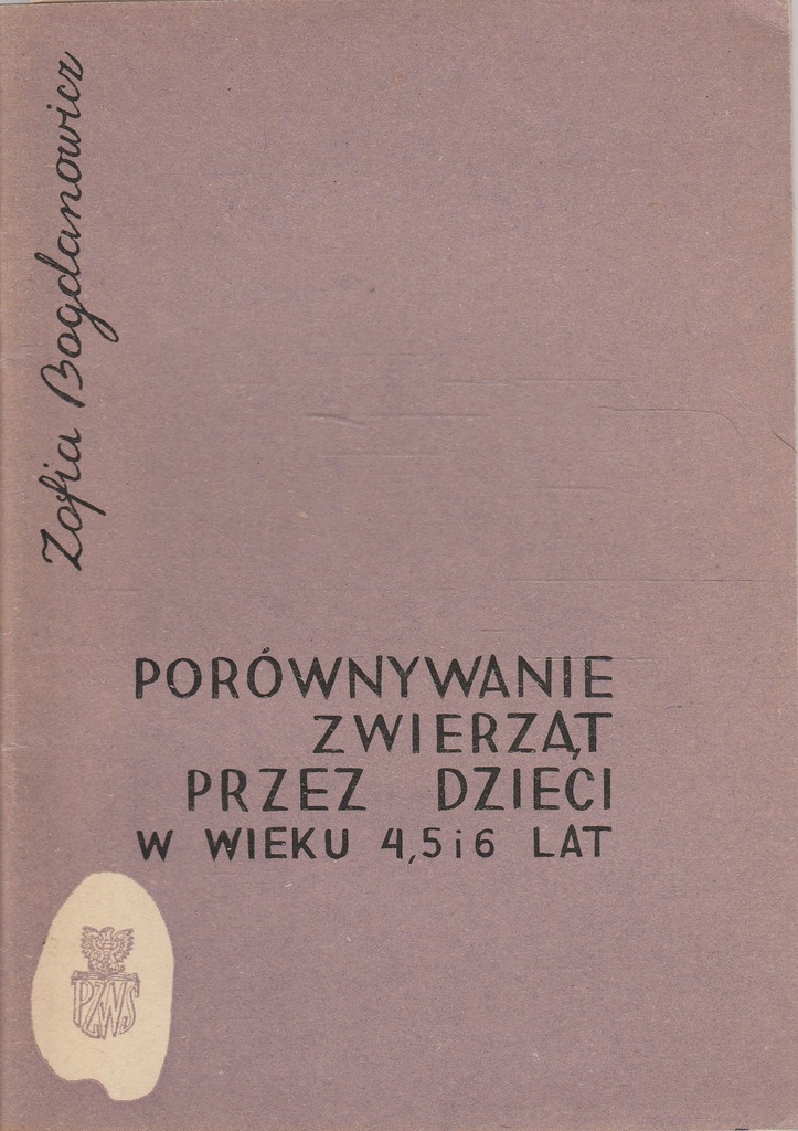 PORÓWNYWANIE ZWIERZĄT PRZEZ DZIECI W WIEKU 4-6 LAT