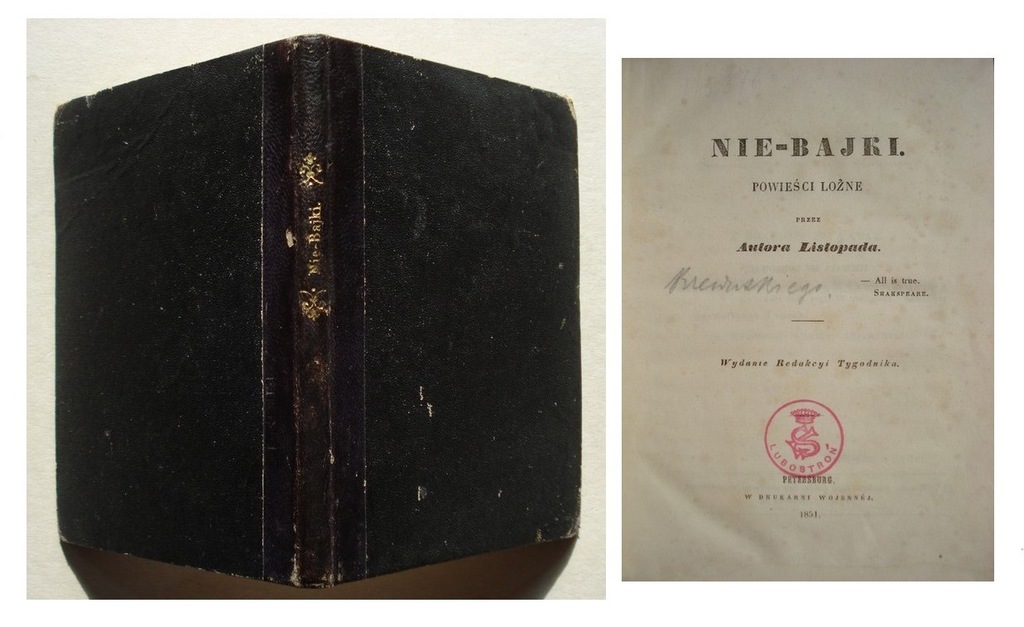 RZEWUSKI – NIE – BAJKI  POWIEŚCI SZLACHECKIE 1851