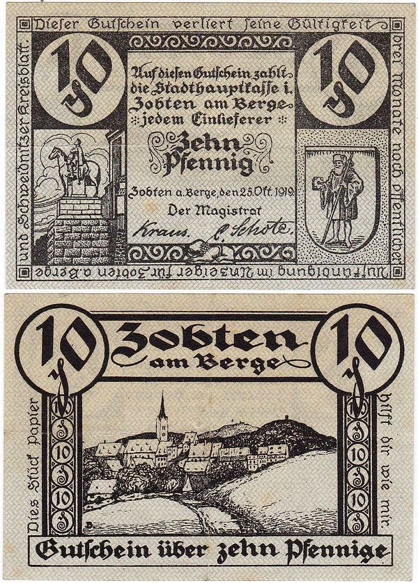 SOBÓTKA – ZOBTEN, 10 FEN. 25.X.1919, bez numeracji
