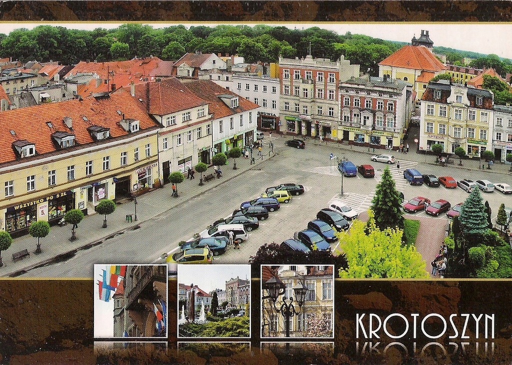 pocztówka KROTOSZYN Rynek z lotu ptaka
