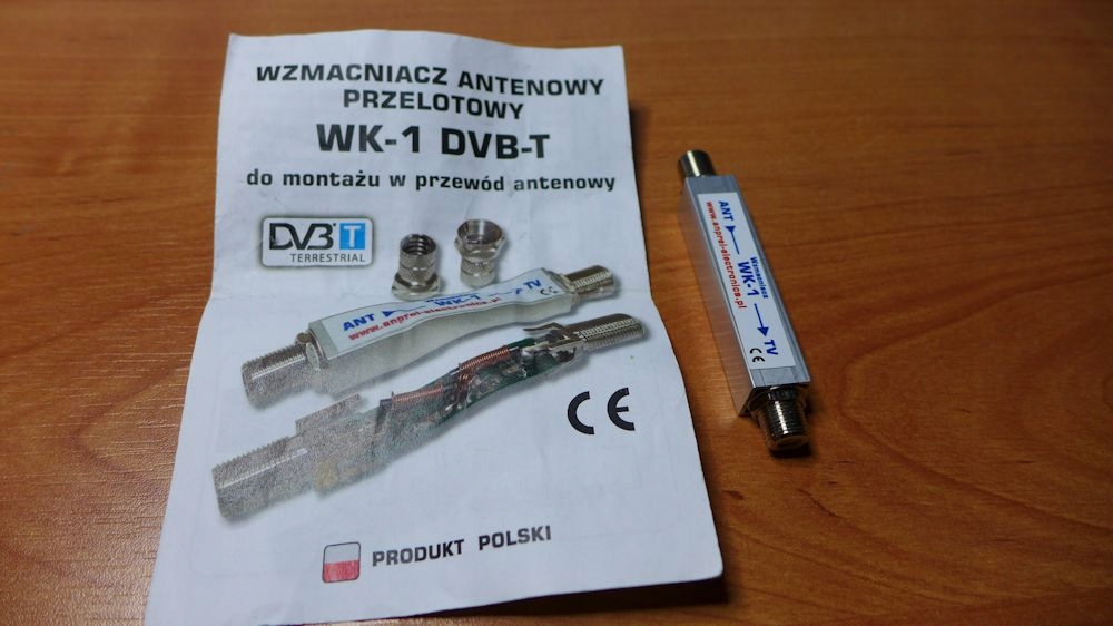 WZMACNIACZ ANTENOWY WK-1 przelotowy na kabel 15dB